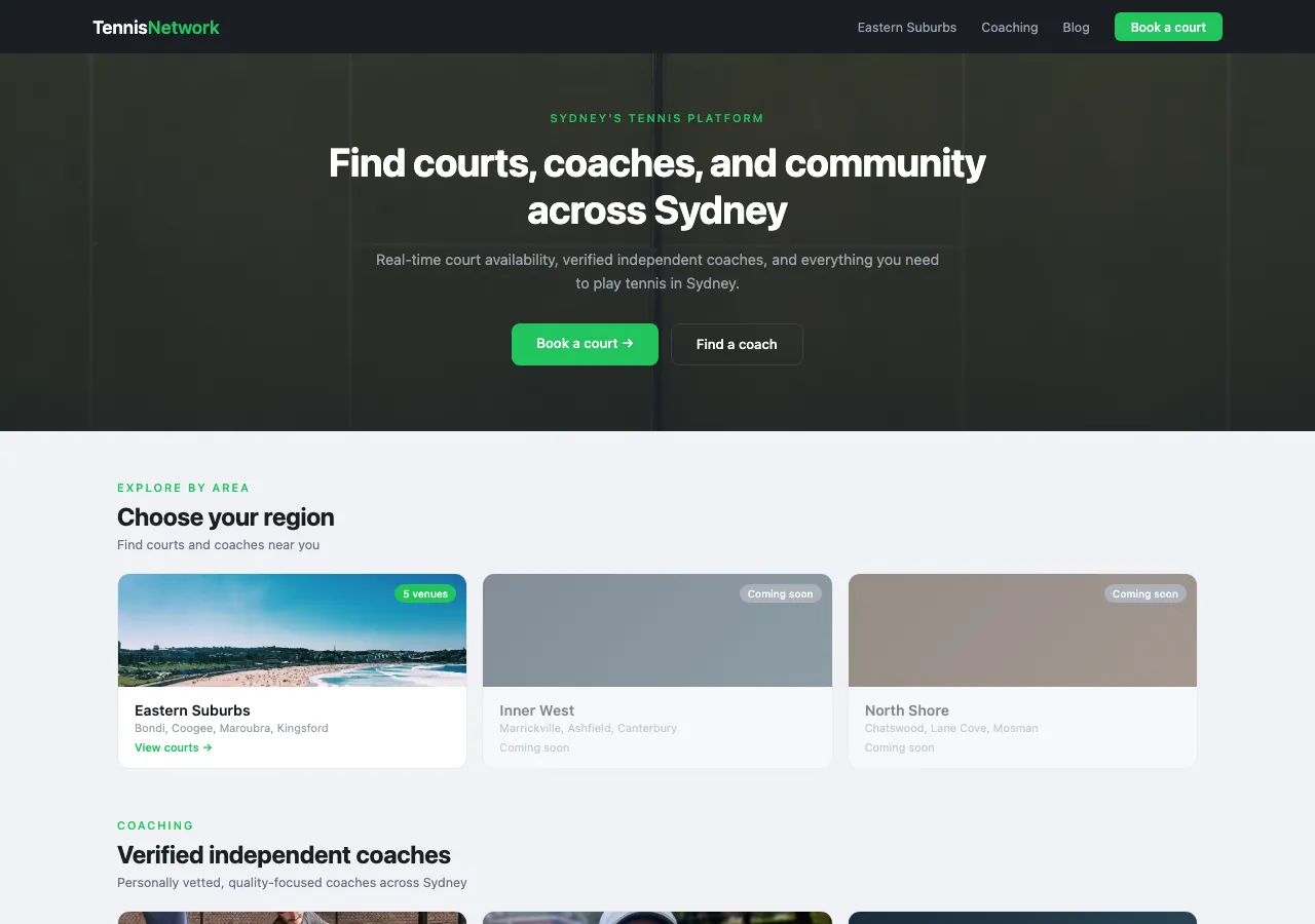 Tennis Network website homepage
